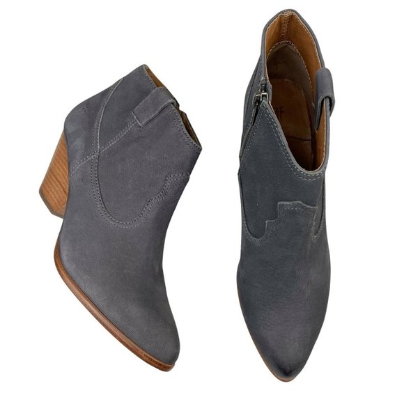 FRYE Rory Bootie Shootie Ankle Zip Almond Toe Nubuck Leather Gray Sz 9.5 Western - Picture 2 of 10